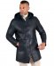 Cappotto montone blu Shearling uomo cappuccio staccabile