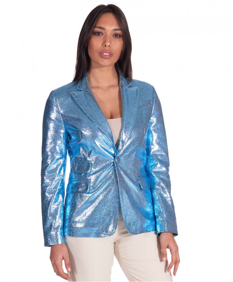 Hellblaue blazer naturleder...