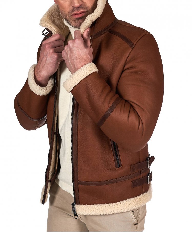 Leder farbe mutton bikerjacke hemdkragen mit schnalle