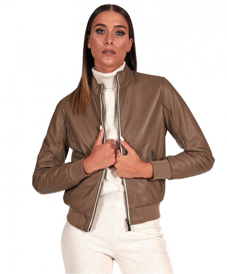 Taupe bomberlederjacke...