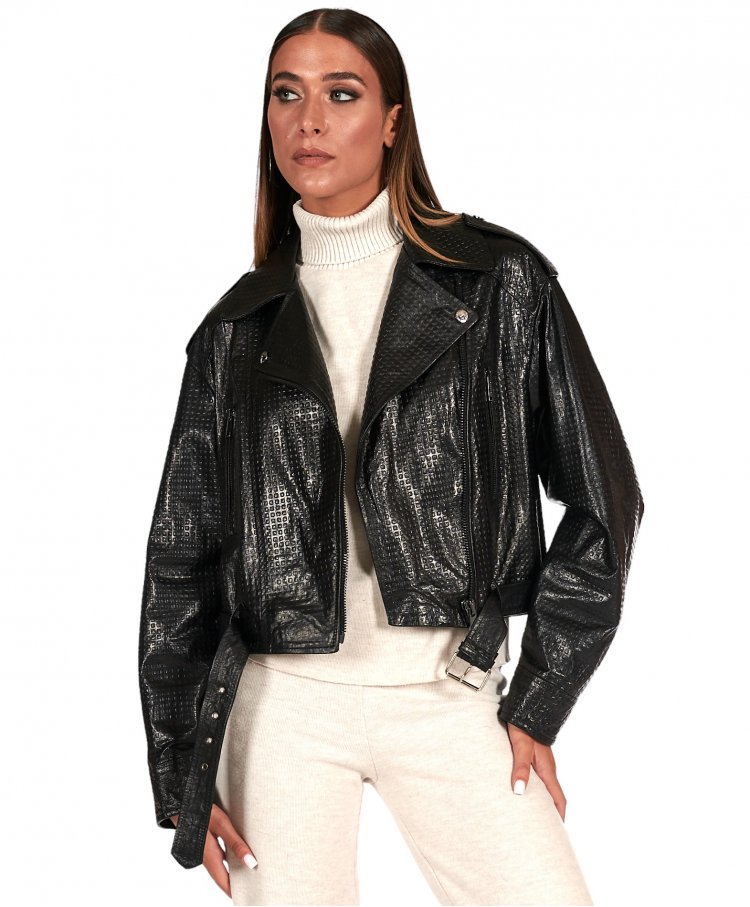  Oversize-bikerjacke aus...