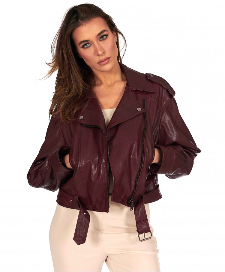 Oversize-bikerjacke aus...