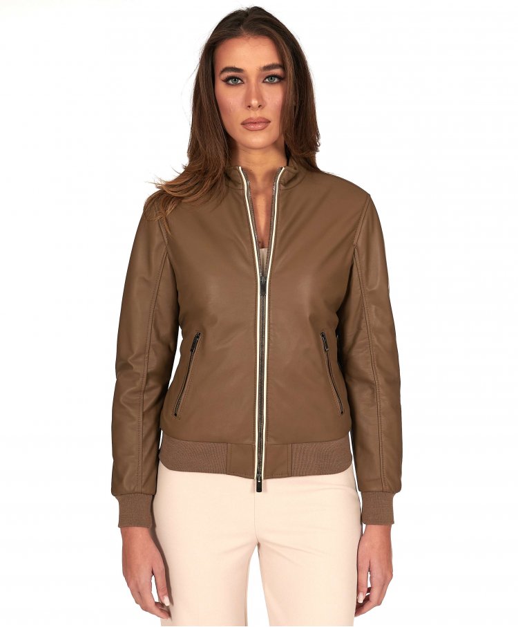 Taupe bomberlederjacke...