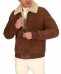 Montone Shearling color cuoio bomber scamosciato collo camicia