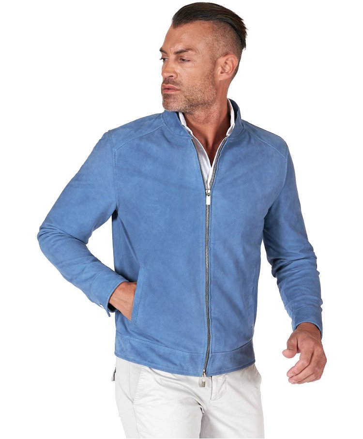 Denim blaue lederjacke...