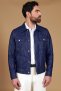 Giacca pelle naturale bluette con bottoni e collo camicia