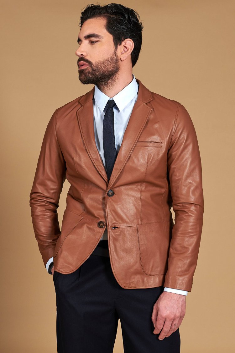 Cognac Blazer aus...