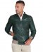 Giubbotto bomber in pelle naturale verde lana a contrasto beige