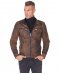 Blouson cuir marron quatre poches veste moto aspect vielli