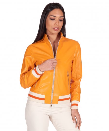 Orange bomberlederjacke...