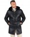 Cappotto montone nero Shearling uomo cappuccio staccabile