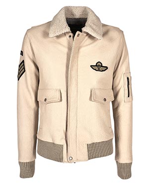 Bomber in pelle crema